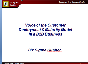 Voice of the Customer Maturity Model